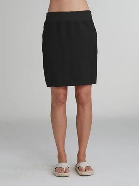 Cut Loose Linen Walking Skirt Black Pull On Lagenlook Minimal